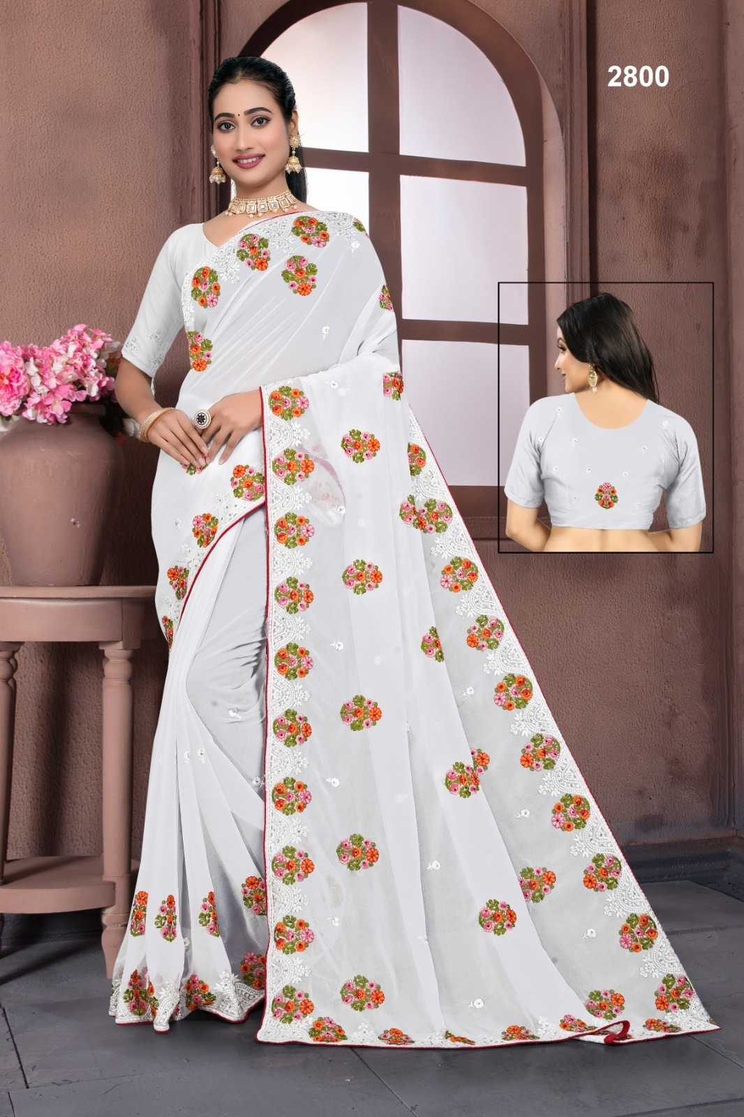 Ynf Georgette KESH114 2800 Sarees Wedding Collections Festive Collections Wholesale Georgette Sarees Embroidered Sarees Onam Collections Manufacturer