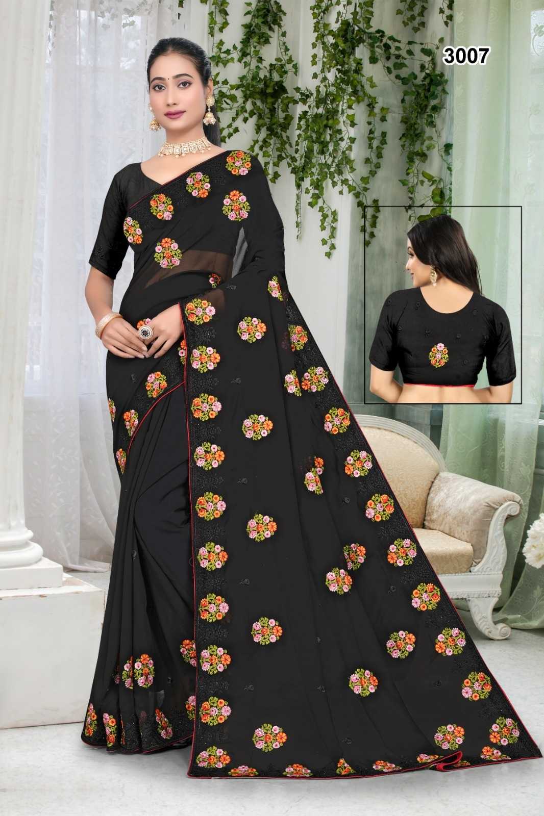 Ynf Georgette KESH114 2800 Sarees Wedding Collections Festive Collections Wholesale Georgette Sarees Embroidered Sarees Onam Collections Manufacturer