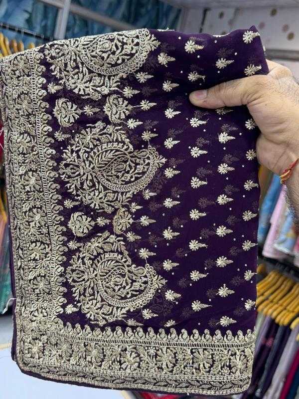 Ynf Georgette KESH114 3705 Sarees Wedding Collections Festive Collections Wholesale Georgette Sarees Stone Work Saree Zari Border Sarees Manufacturer