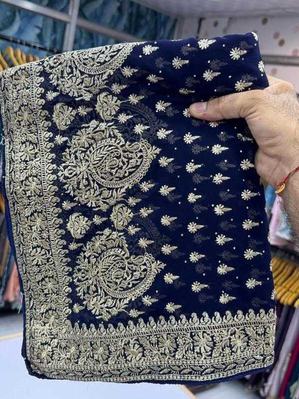 Ynf Georgette KESH114 3705 Sarees Wedding Collections Festive Collections Wholesale Georgette Sarees Stone Work Saree Zari Border Sarees Manufacturer