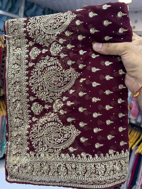 Ynf Georgette KESH114 3705 Sarees Wedding Collections Festive Collections Wholesale Georgette Sarees Stone Work Saree Zari Border Sarees Manufacturer