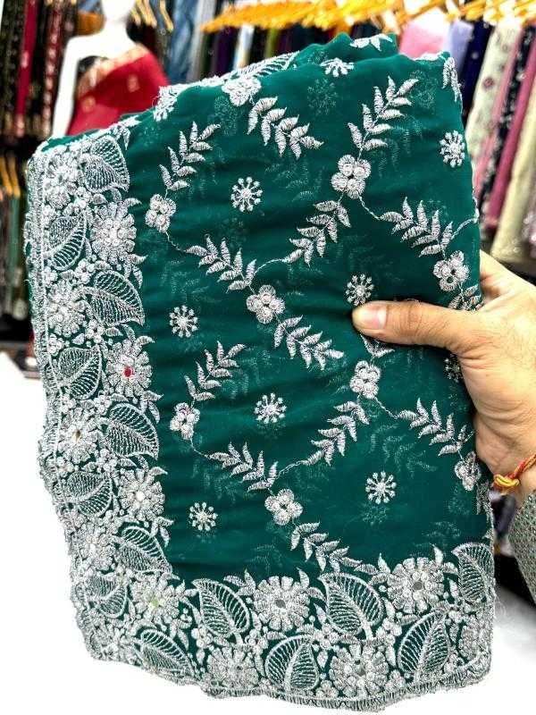 Ynf Georgette KESH114 4211 Sarees Wedding Collections Wholesale Georgette Sarees Embroidered Sarees Zari Border Sarees Manufacturer