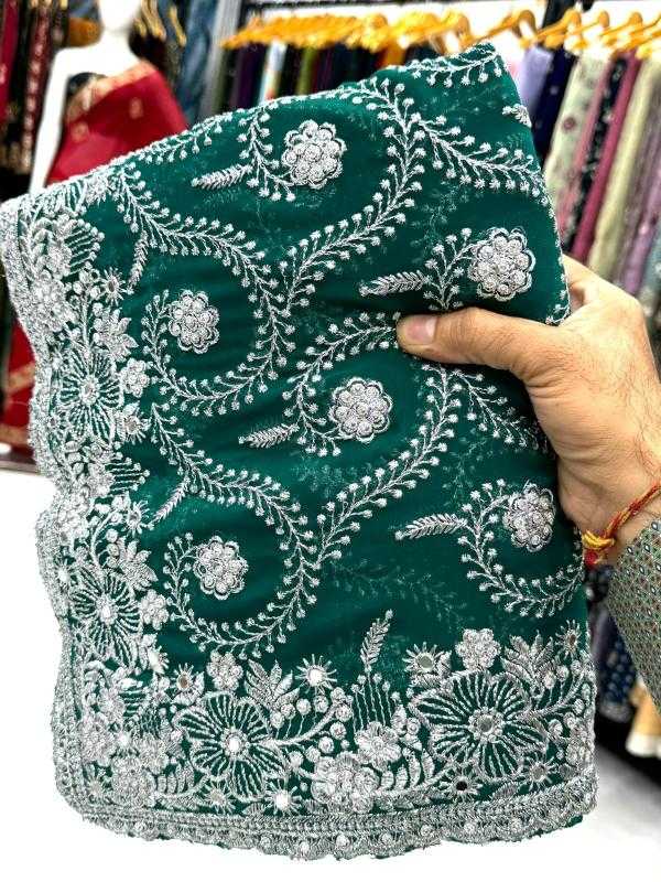 Ynf Georgette KESH114 4212 Sarees Wedding Collections Festive Collections Wholesale Georgette Sarees Embroidered Sarees Zari Border Sarees Manufacturer