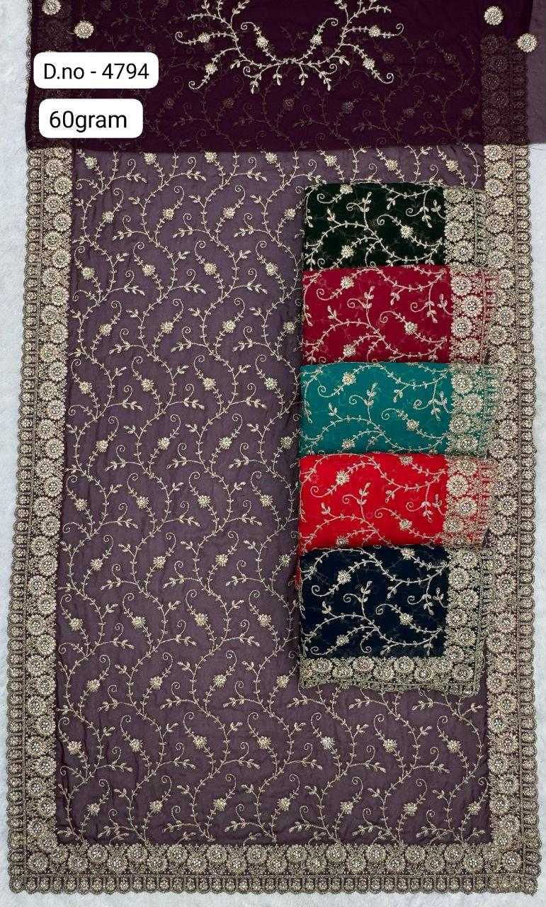 Ynf Georgette KESH114 4794 Sarees Wedding Collections Festive Collections Wholesale Georgette Sarees Embroidered Sarees Zari Border Sarees Manufacturer