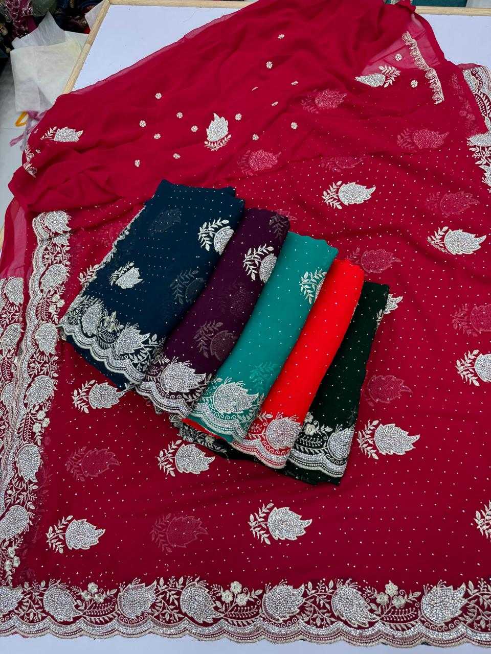 Ynf Georgette KESH114 AGNI Sarees Wedding Collections Festive Collections Wholesale Georgette Sarees Hand Work Sarees Embroidered Sarees Manufacturer