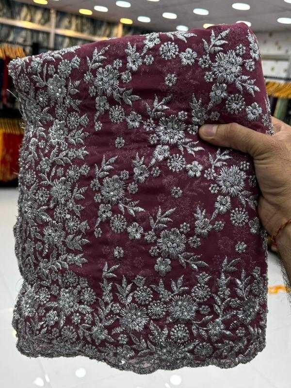 Ynf Georgette KESH114 SILVER Sarees Wedding Collections Festive Collections Wholesale Embroidered Sarees Stone Work Saree Zari Border Sarees Manufacturer