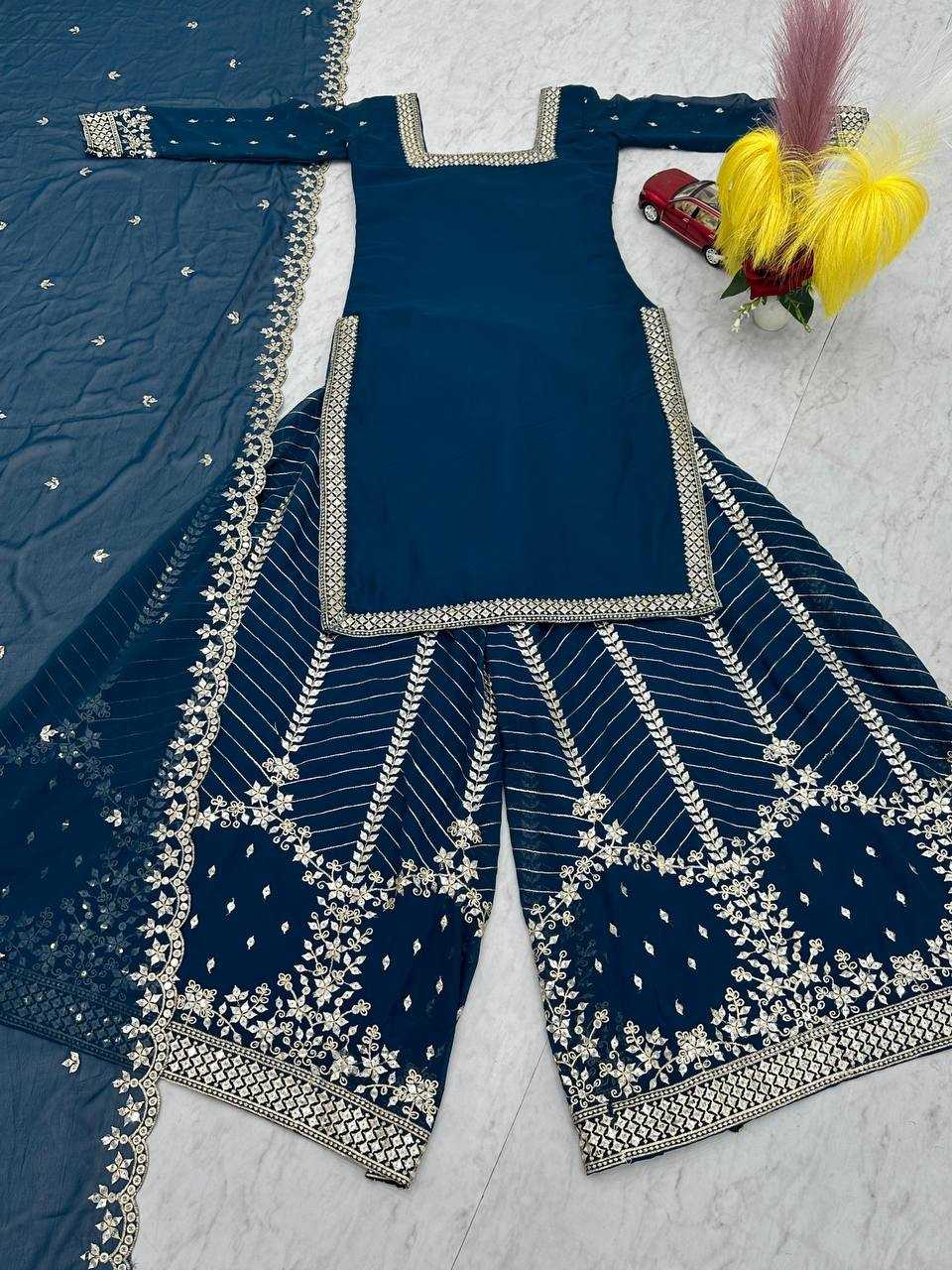 Ynf Georgette KESH496 022 Suits & Dresses Wholesale Sharara Salwar Suits Embroidery Suits Georgette Suit Manufacturer