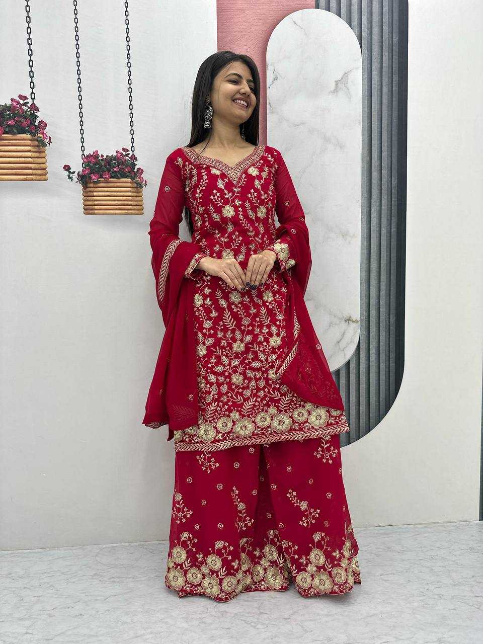 Ynf Georgette KESH496 028 Suits & Dresses Wholesale Sharara Salwar Suits Embroidery Suits Georgette Suit Manufacturer