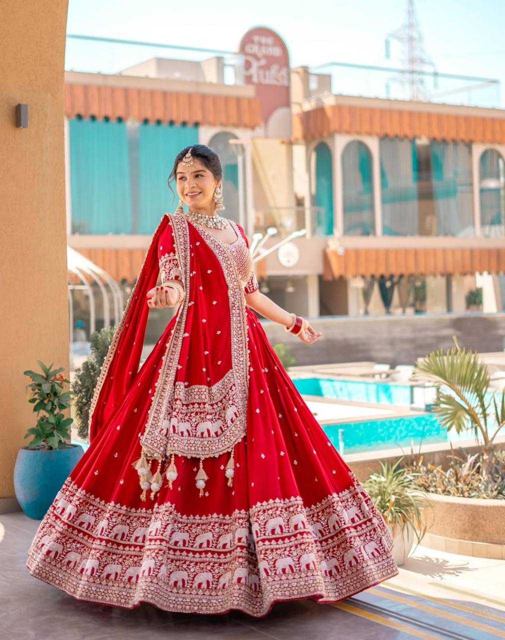 Ynf Georgette KESH497 244 Lehengas Wholesale Embroidered Lehenga Georgette Lehenga Red Lehenga Manufacturer