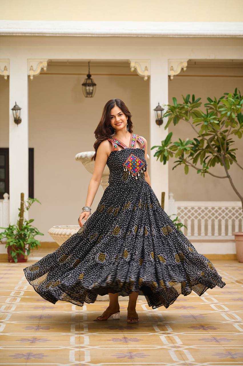 Ynf Georgette KESH498 108 Gowns Wholesale Embroidery Gowns Georgette Gown Party Wear Gowns Manufacturer
