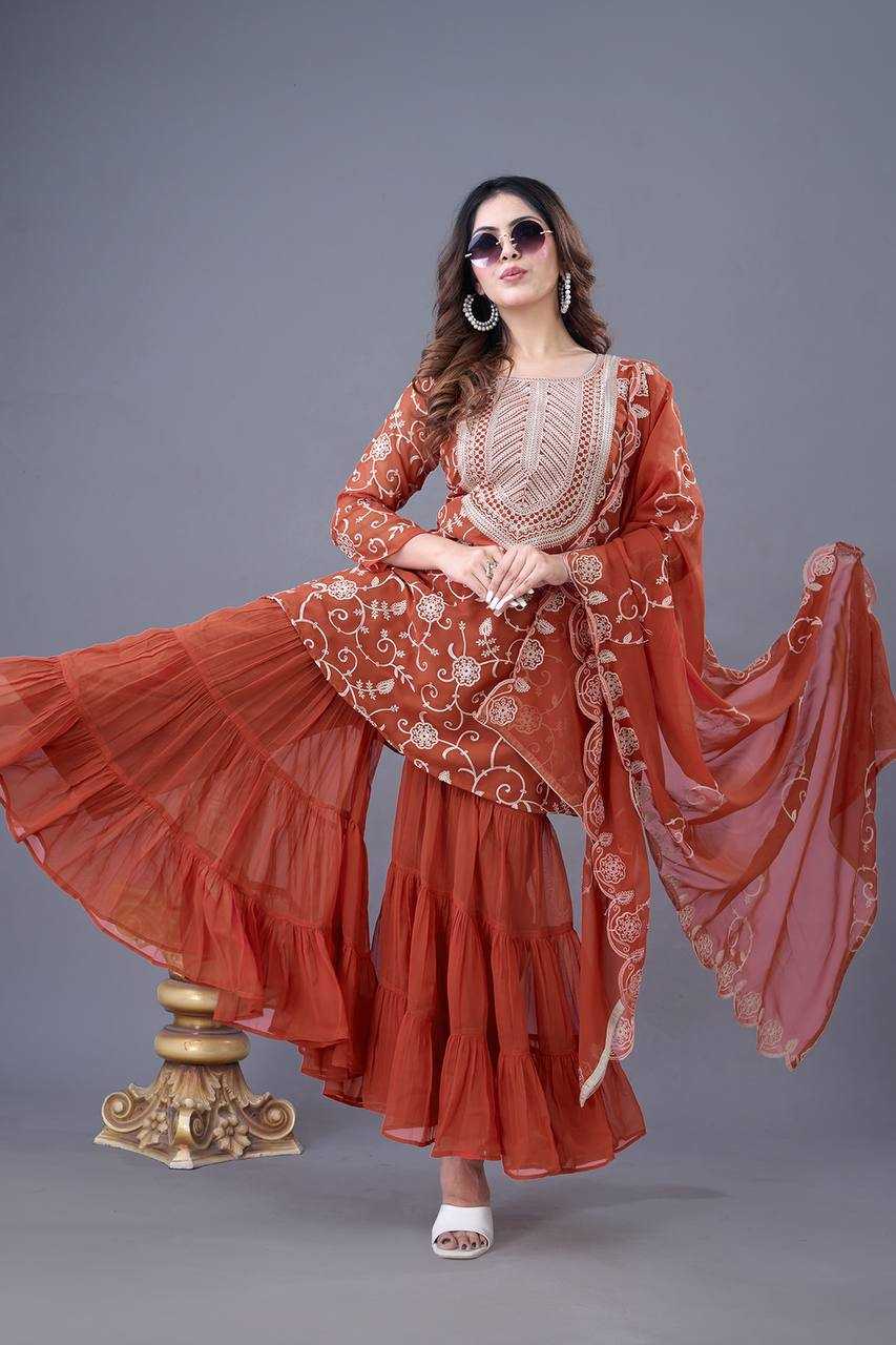 Ynf Georgette KESH499 5005 Suits & Dresses Wholesale Sharara Salwar Suits Embroidery Suits Georgette Suit Manufacturer