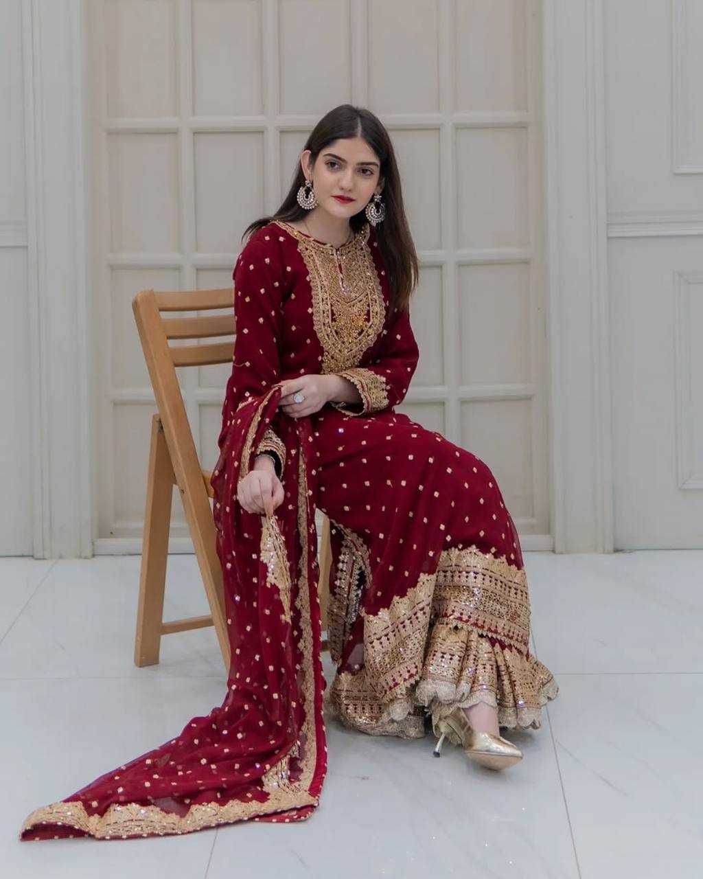 Ynf Georgette KESH499 833 Suits & Dresses Wholesale Ladies Suits Sharara Salwar Suits Embroidery Suits Manufacturer