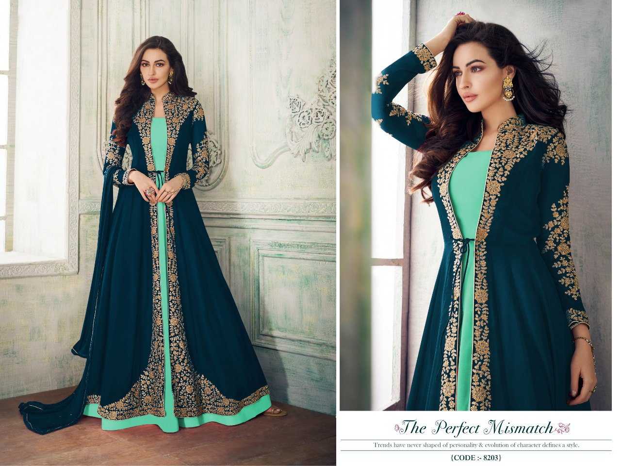 Ynf Georgette KESH504 008203 Gowns Wedding Collections Festive Collections Wholesale Embroidery Gowns Georgette Gown Designer Gowns Manufacturer