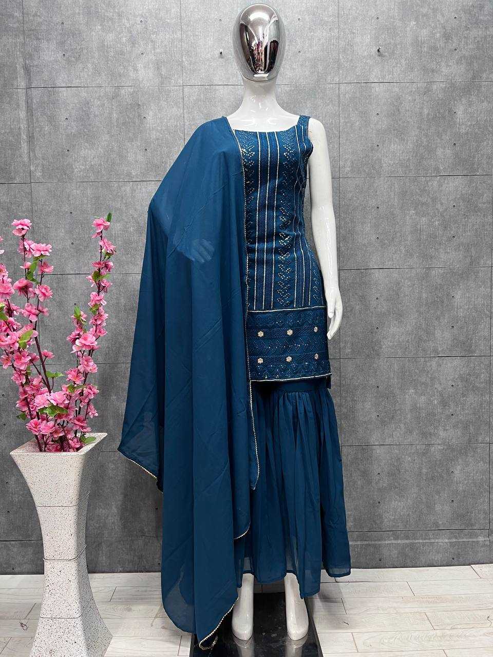 Ynf Georgette KESH504 163 Suits & Dresses Wedding Collections Festive Collections Wholesale Sharara Salwar Suits Georgette Suit Wedding Outfits Manufacturer