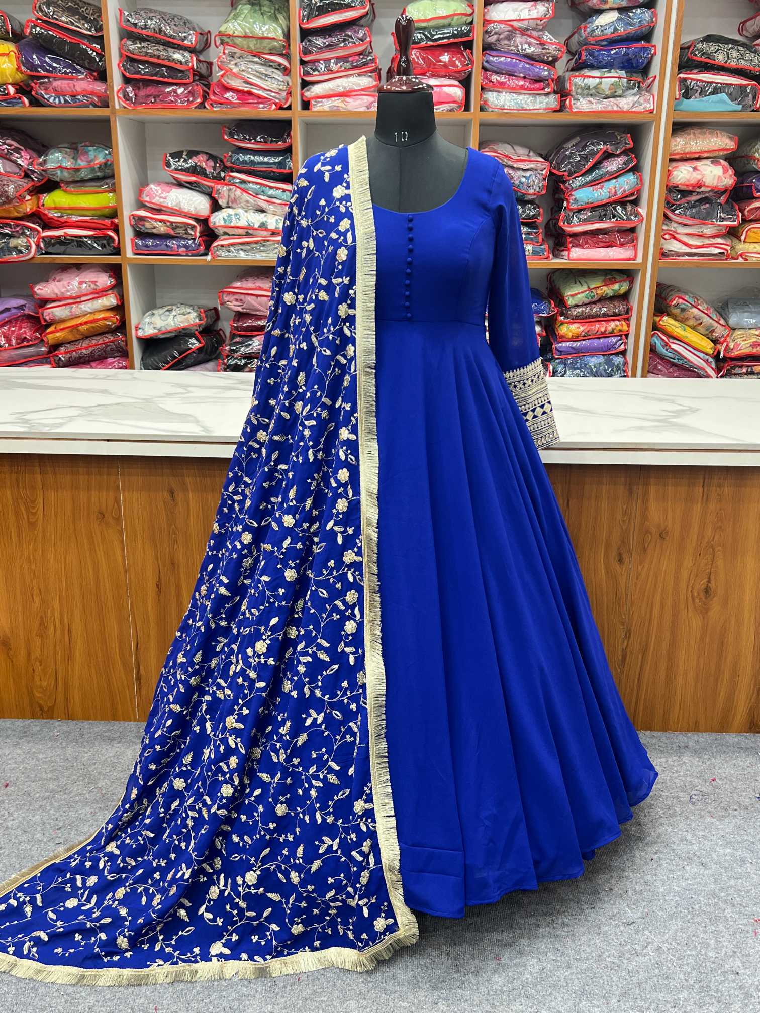 Ynf Georgette KESH504 241 Gowns Wholesale Fancy Gowns Sequin Gowns Manufacturer