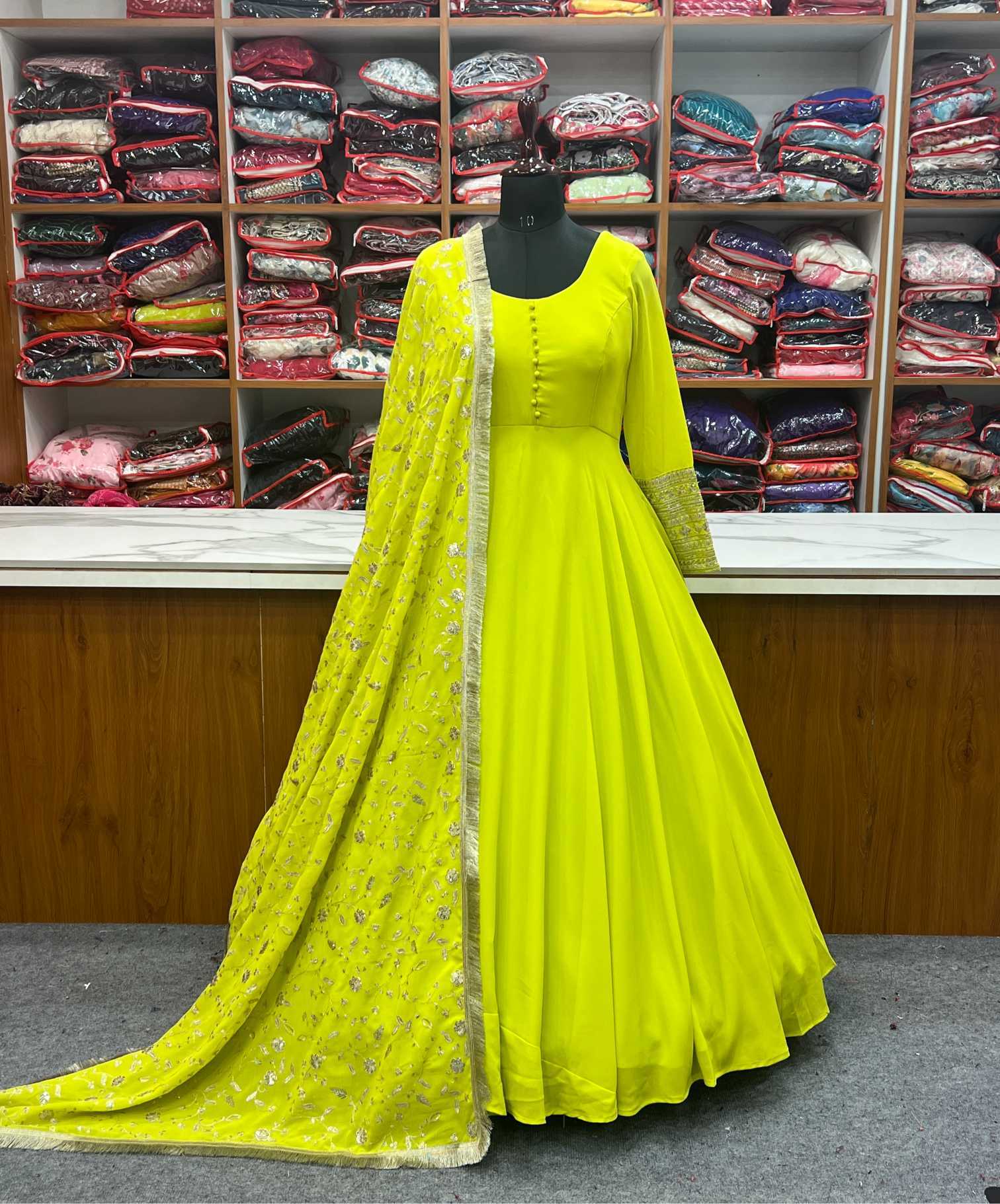 Ynf Georgette KESH504 241 Gowns Wholesale Fancy Gowns Sequin Gowns Manufacturer