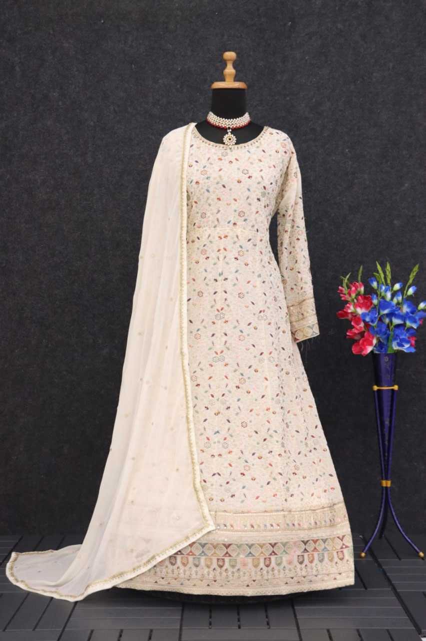 Ynf Georgette KESH504 5418 Gowns Wholesale Embroidery Gowns Long Gowns Georgette Gown Manufacturer