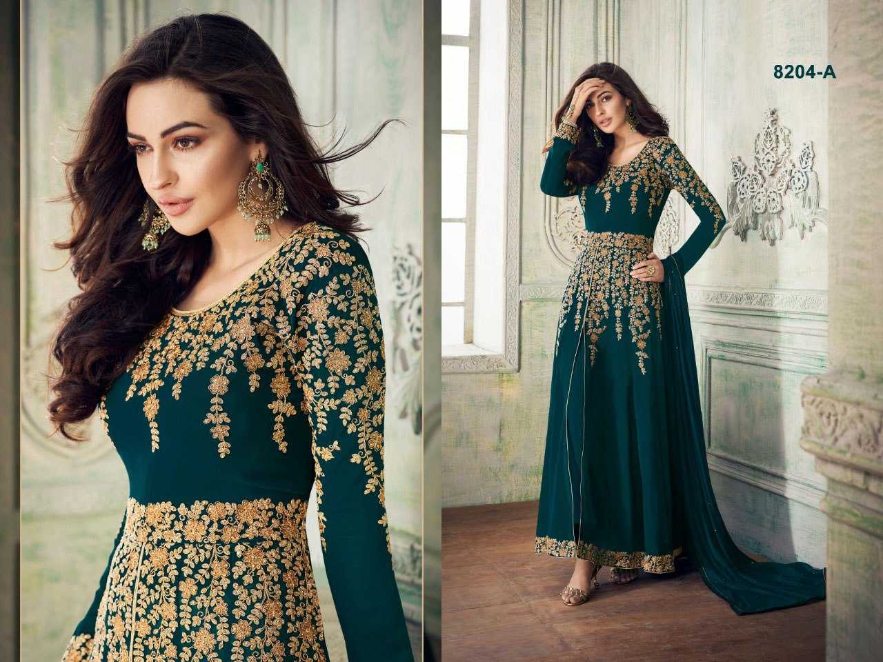 Ynf Georgette KESH504 8204 Gowns Wedding Collections Festive Collections Wholesale Semi Stitched Suits Gown Dresses Wedding Outfits Manufacturer
