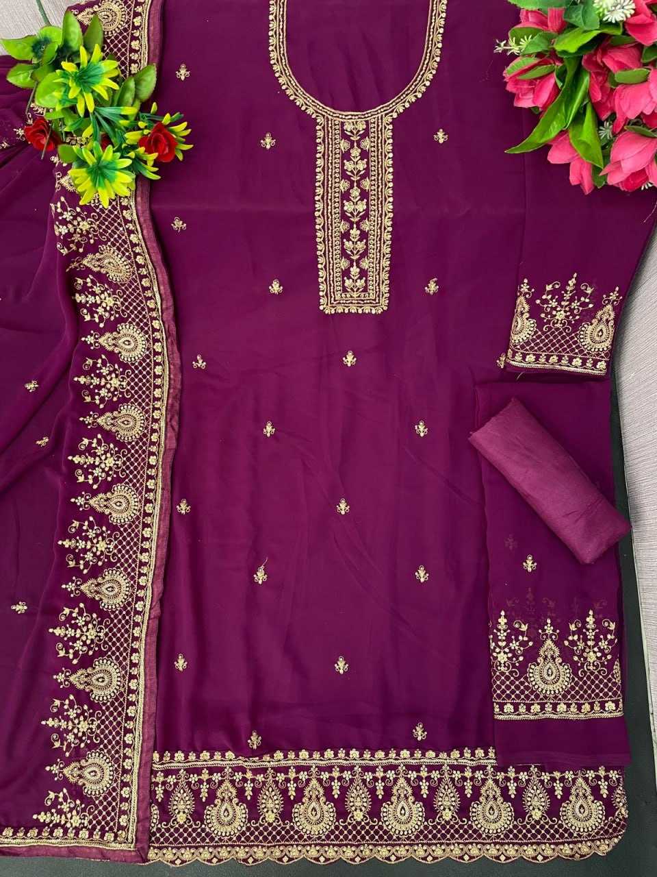 Ynf Georgette KESH504 8302 Suits & Dresses Wholesale Georgette Suit Semi Stitched Suits Semi-Stitched Suits Manufacturer