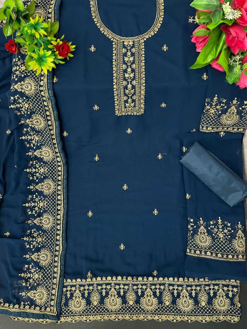 Ynf Georgette KESH504 8302 Suits & Dresses Wholesale Georgette Suit Semi Stitched Suits Semi-Stitched Suits Manufacturer