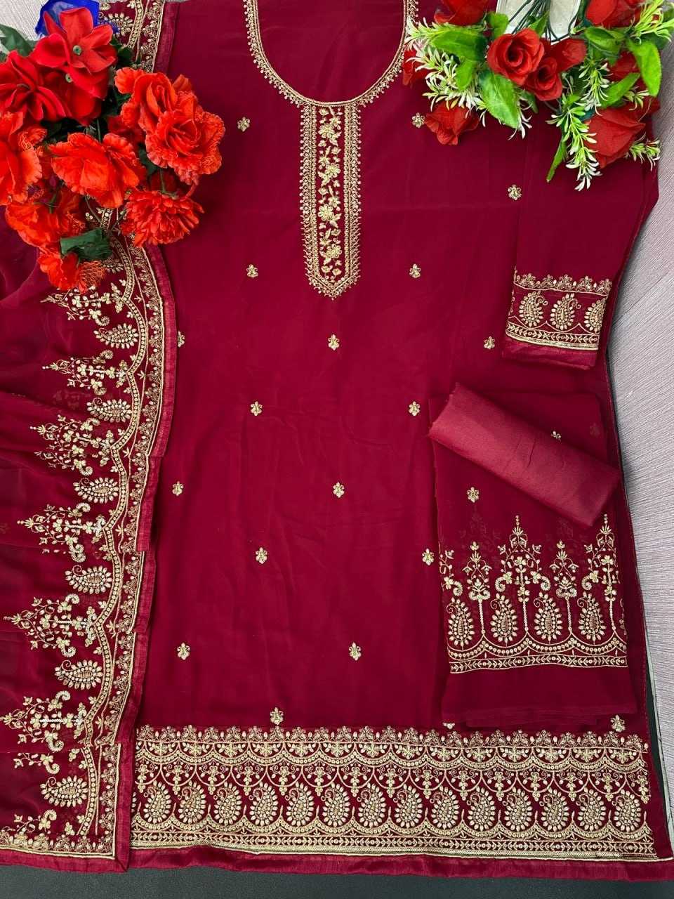 Ynf Georgette KESH504 8302 Suits & Dresses Wholesale Georgette Suit Semi Stitched Suits Semi-Stitched Suits Manufacturer