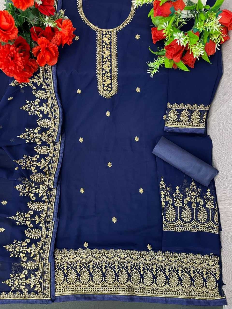 Ynf Georgette KESH504 8302 Suits & Dresses Wholesale Georgette Suit Semi Stitched Suits Semi-Stitched Suits Manufacturer