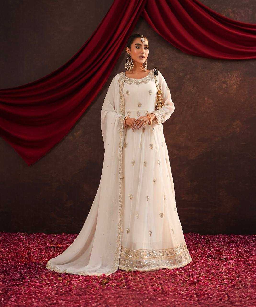 Ynf Georgette KESH506 122 Gowns Wholesale Fancy Gowns Embroidery Gowns Designer Gowns Manufacturer