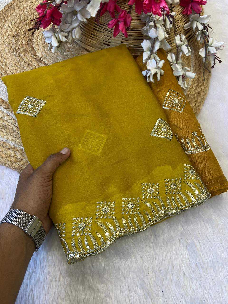Ynf Georgette KESH514 141 Sarees Wholesale Sequins Work Saree Manufacturer