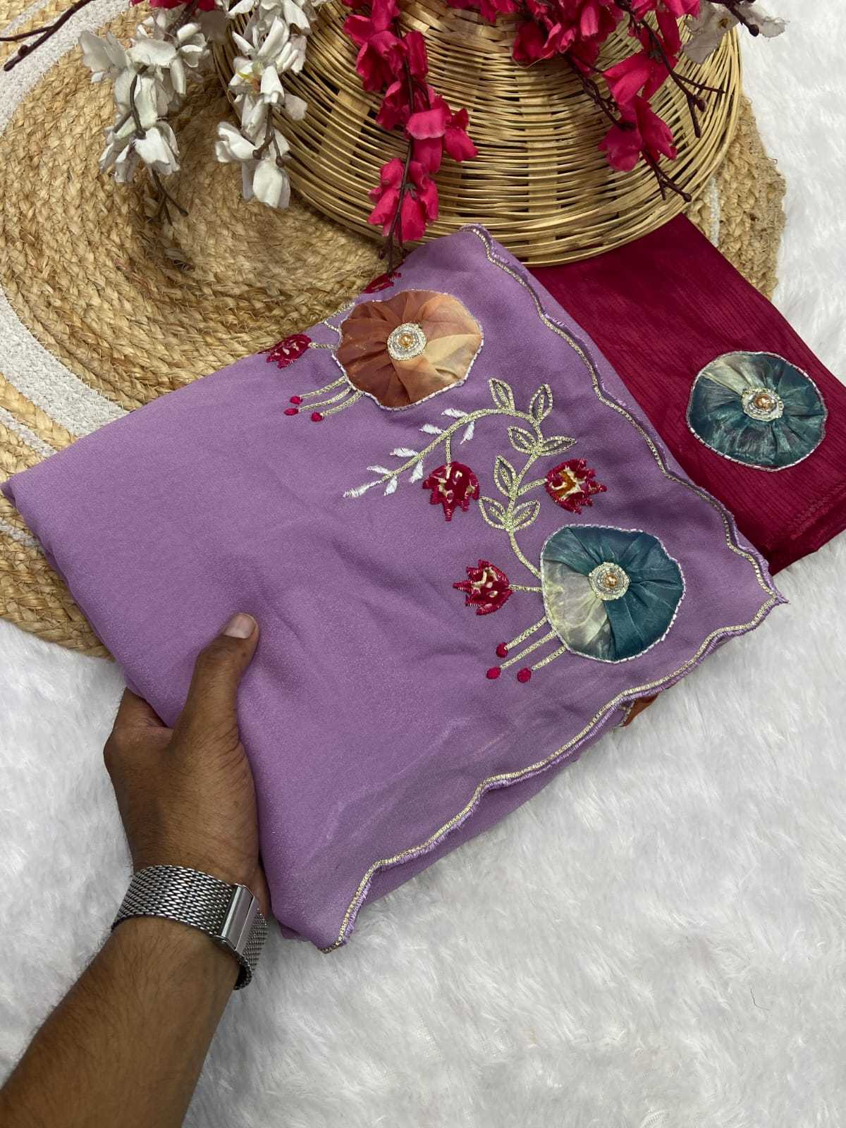 Ynf Georgette KESH514 142 Sarees Wholesale Gota Patti Sarees Butta Sarees Manufacturer