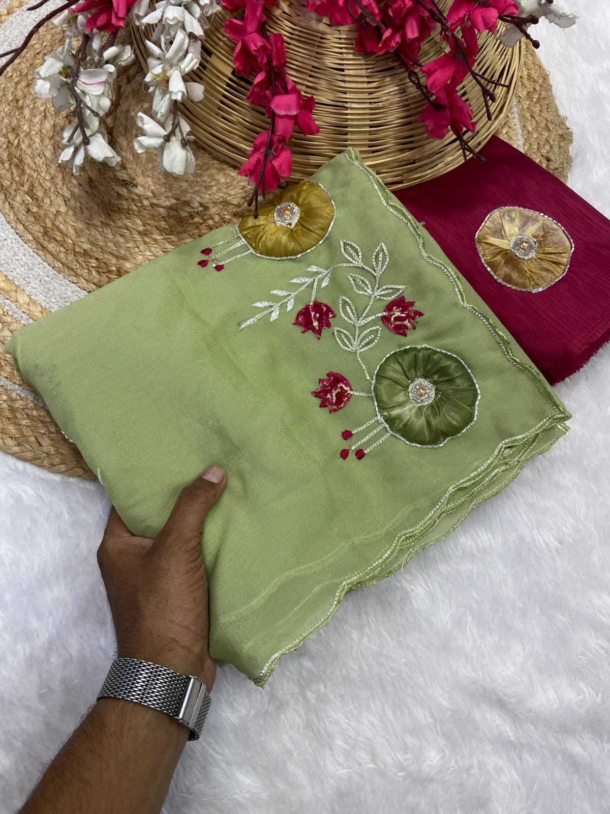 Ynf Georgette KESH514 142 Sarees Wholesale Gota Patti Sarees Butta Sarees Manufacturer