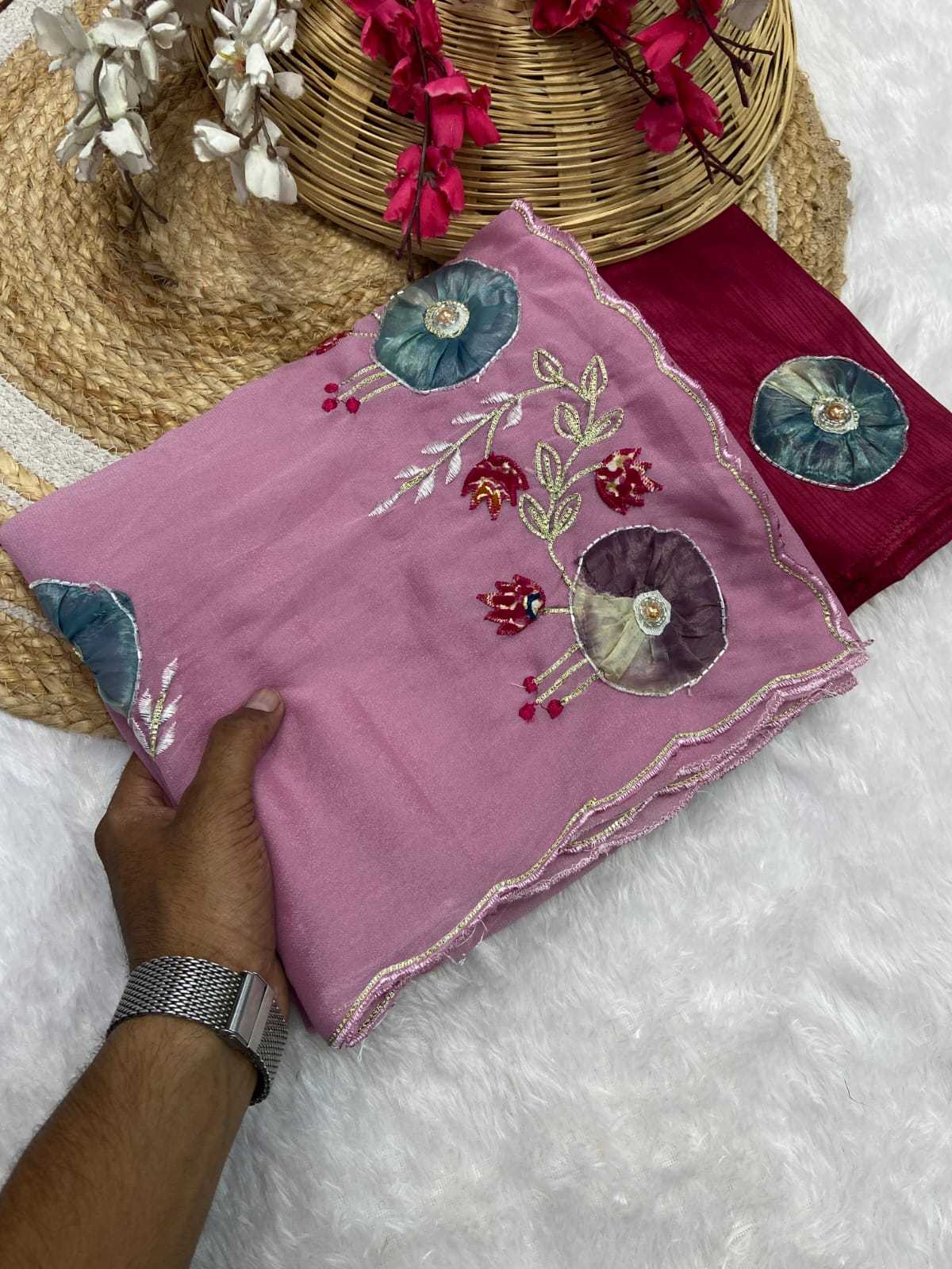 Ynf Georgette KESH514 142 Sarees Wholesale Gota Patti Sarees Butta Sarees Manufacturer