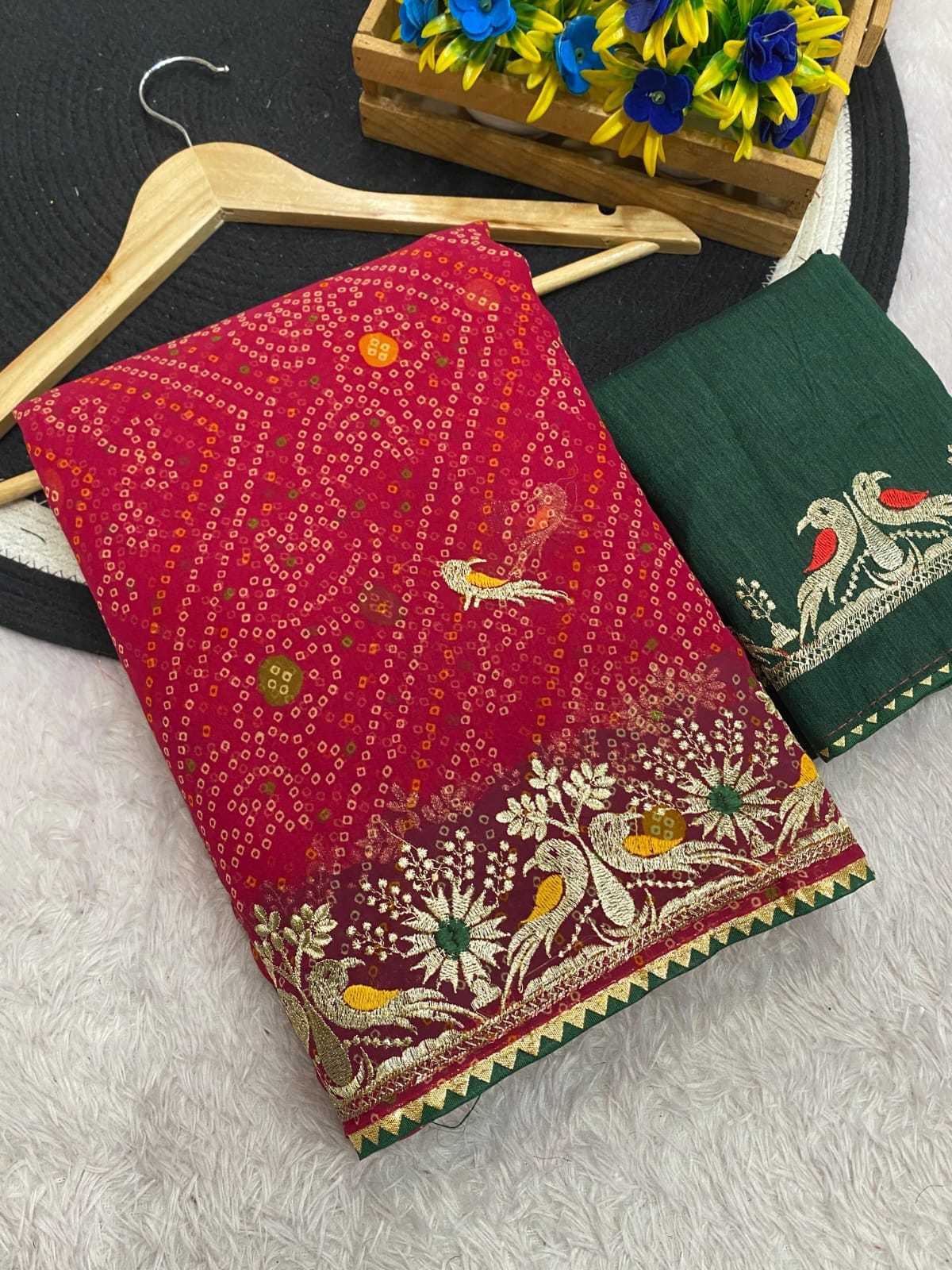 Ynf Georgette KESH514 150 Sarees Wholesale Printed Sarees Zari Border Sarees Manufacturer