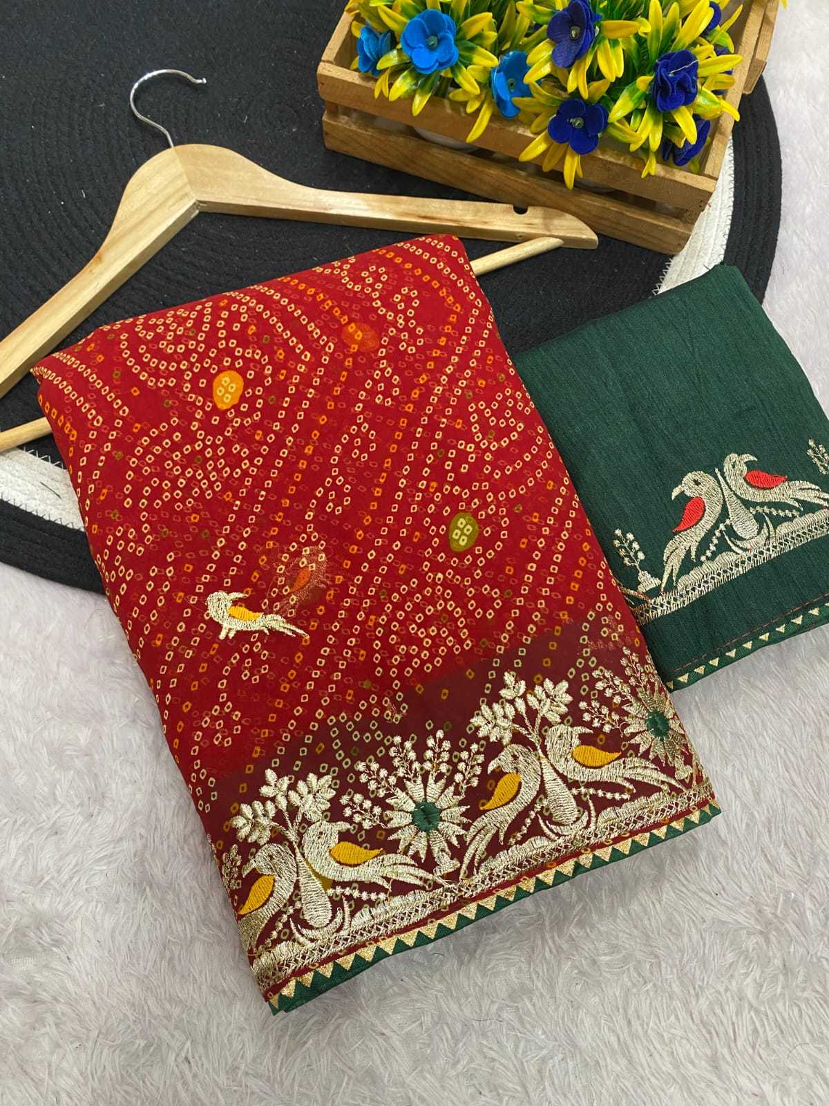 Ynf Georgette KESH514 150 Sarees Wholesale Printed Sarees Zari Border Sarees Manufacturer