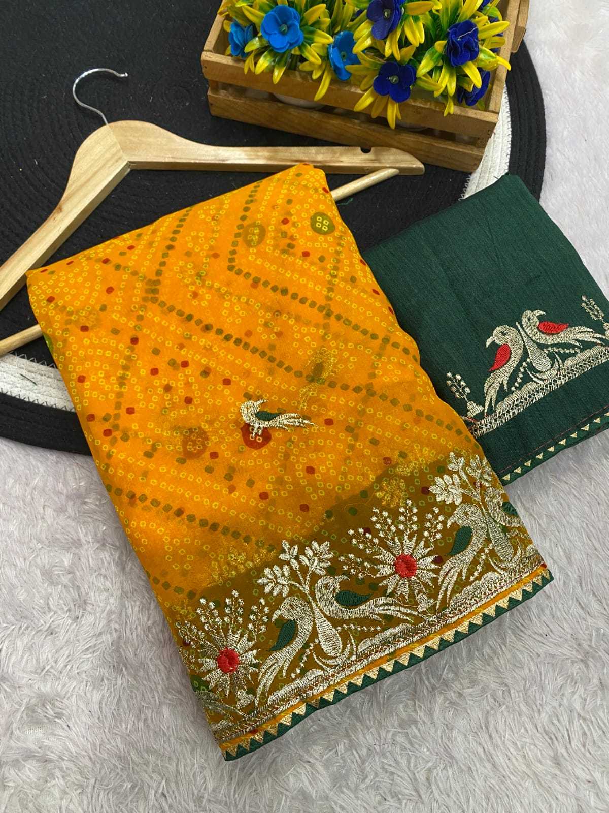 Ynf Georgette KESH514 150 Sarees Wholesale Printed Sarees Zari Border Sarees Manufacturer