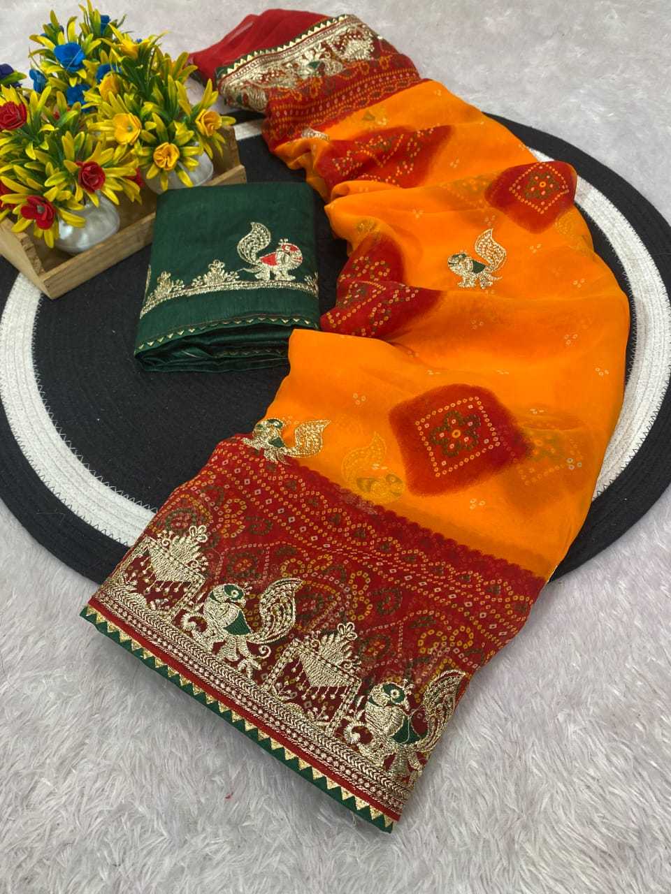 Ynf Georgette KESH514 152 Sarees Wholesale Printed Sarees Embroidered Sarees Manufacturer