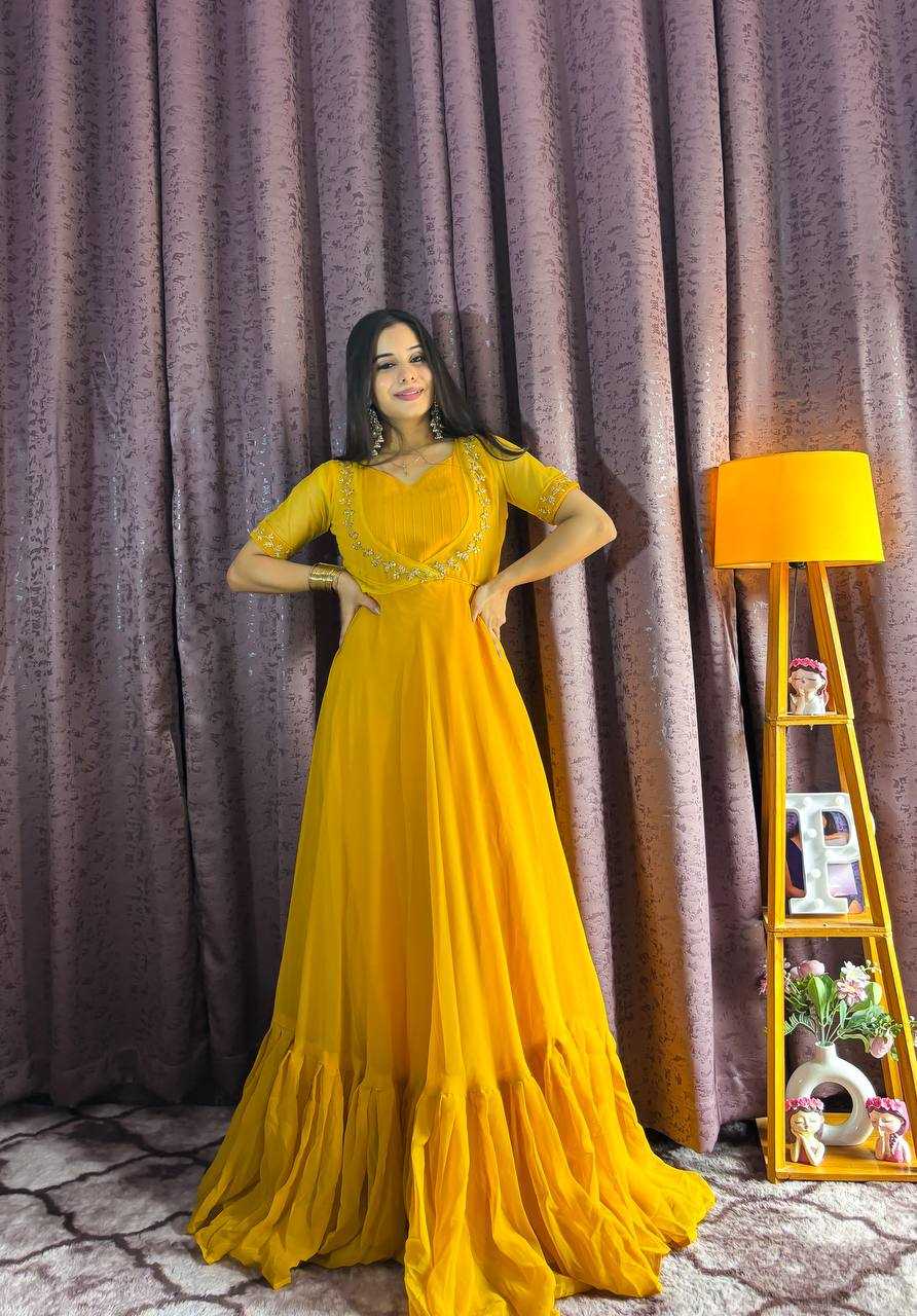 Ynf Georgette RIN213 L331 Gowns Western Wears Festive Collections Wholesale Georgette Gown Party Wear Gowns Designer Gowns Manufacturer