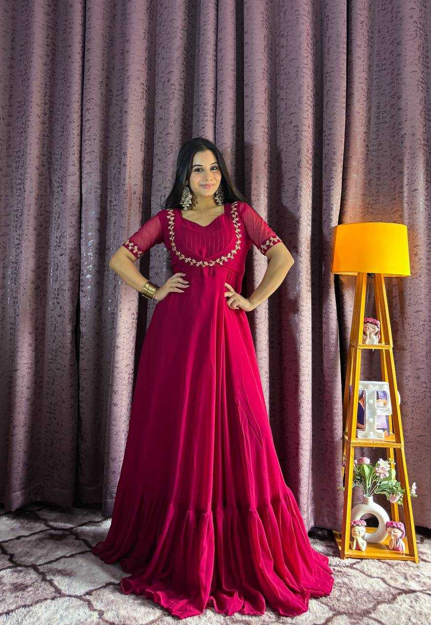 Ynf Georgette RIN213 L331 Gowns Western Wears Festive Collections Wholesale Georgette Gown Party Wear Gowns Designer Gowns Manufacturer