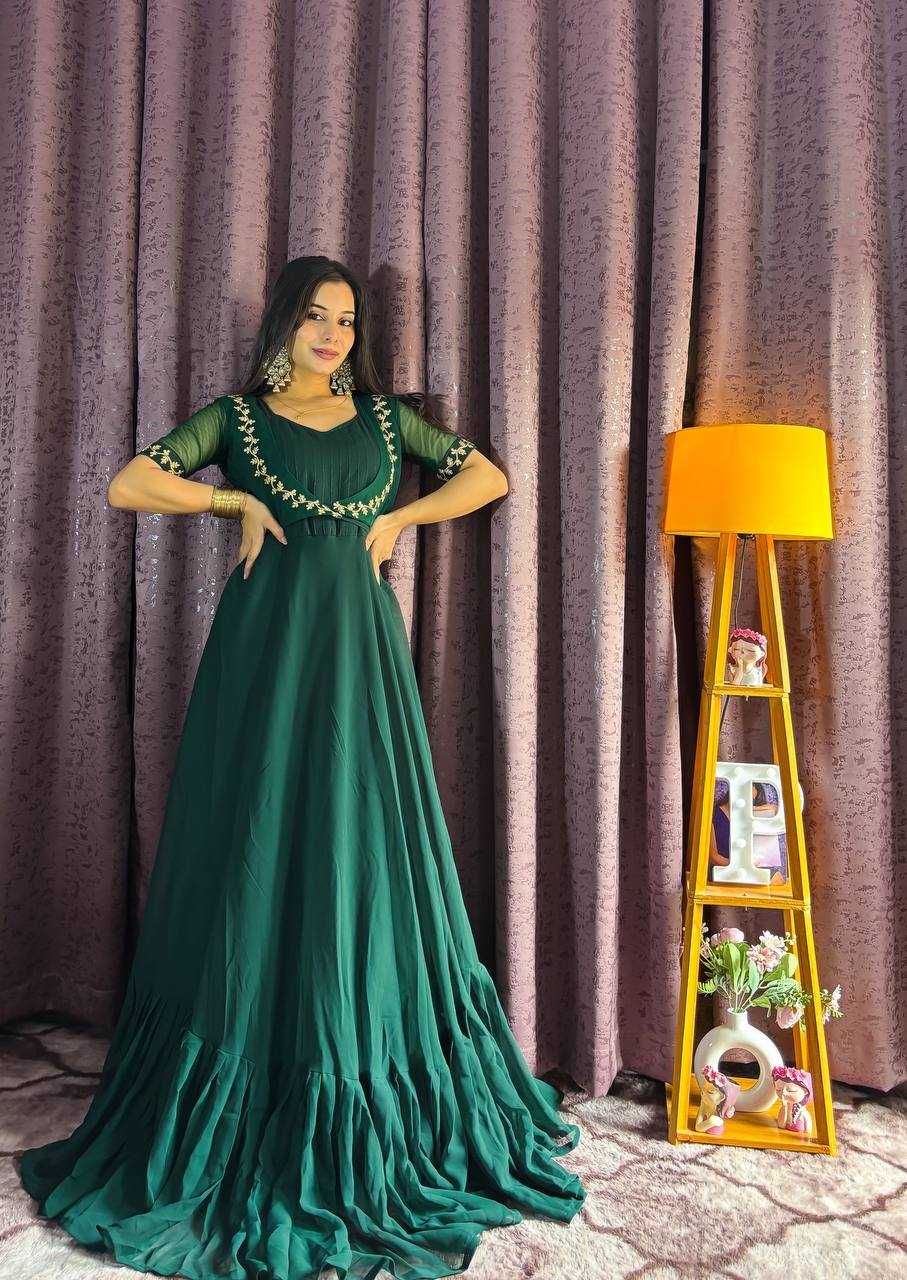 Ynf Georgette RIN213 L331 Gowns Western Wears Festive Collections Wholesale Georgette Gown Party Wear Gowns Designer Gowns Manufacturer