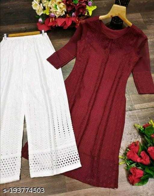 Ynf Georgette RIN222 CHIKAN PLAZO Kurti Wholesale Georgette Kurti Chikan Kurti Kurti With Palazzo Manufacturer