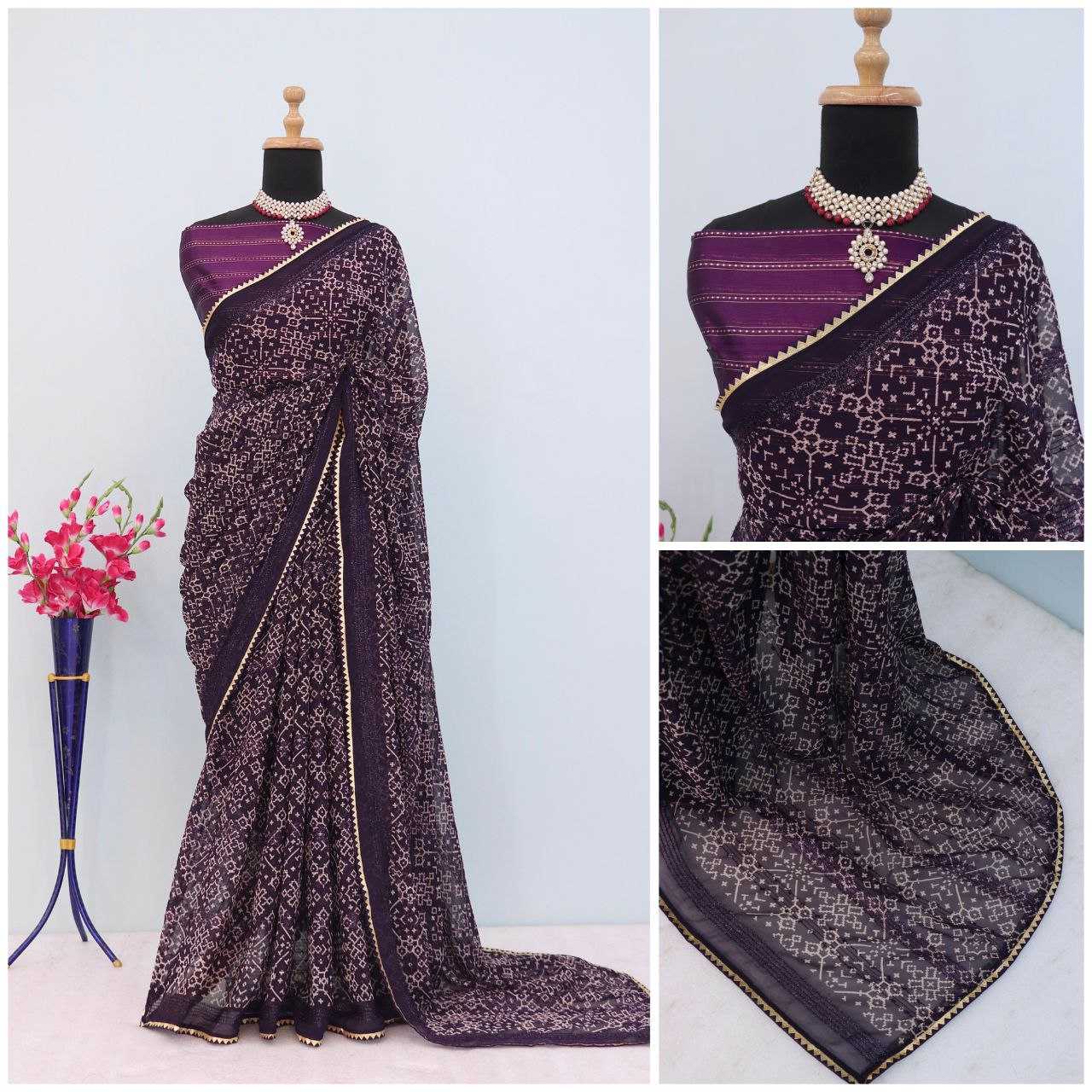 Ynf Georgette RIN231 FAIR PATOLA Sarees Wholesale Party Wear Sarees Printed Sarees Manufacturer