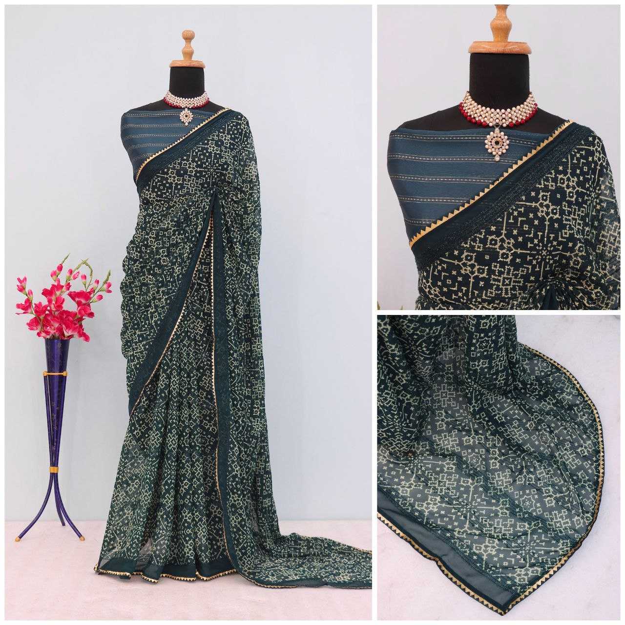 Ynf Georgette RIN231 FAIR PATOLA Sarees Wholesale Party Wear Sarees Printed Sarees Manufacturer