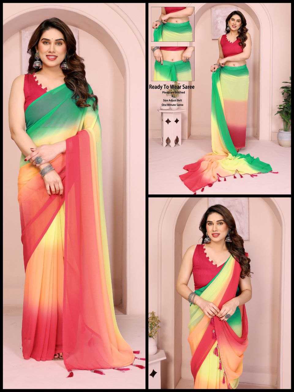 Ynf Georgette RIN231 R T W PADING Sarees Wholesale Ready To Wear Sarees Fancy Sarees Manufacturer