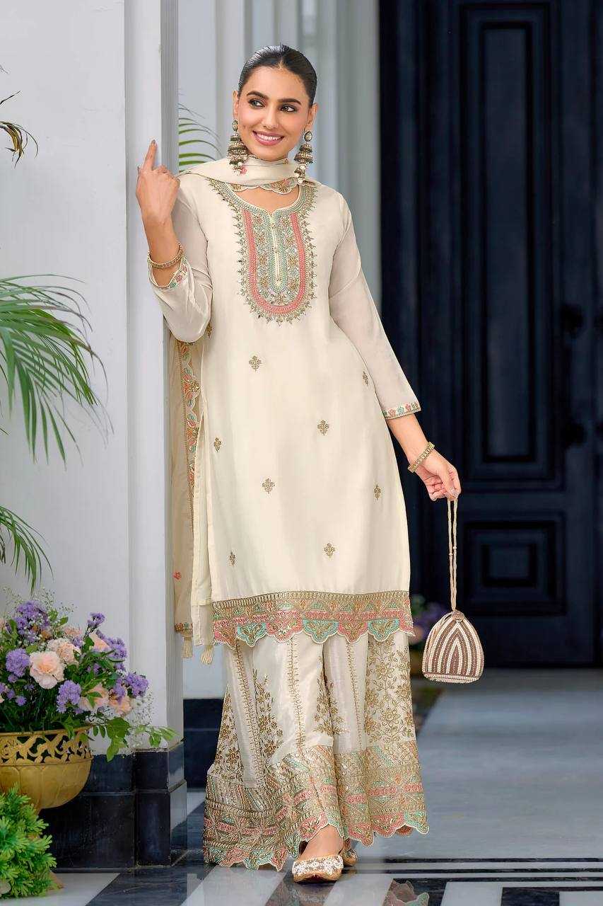 Ynf Heavy Chinnon Silk KESH158 10099 Suits & Dresses Wedding Collections Festive Collections Wholesale Sharara Salwar Suits Embroidery Suits Ladies Silk Suit Manufacturer