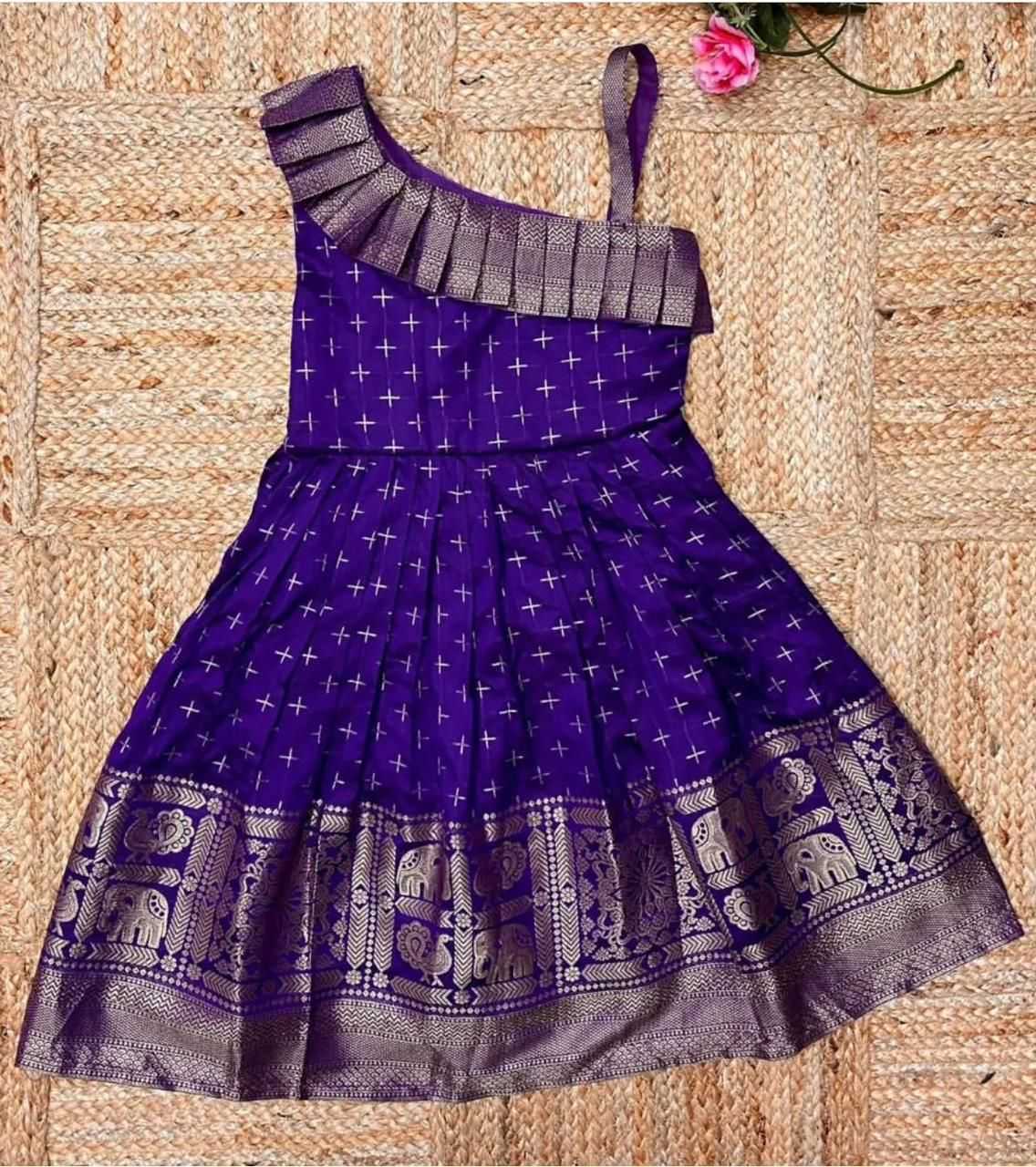Ynf Jacquard KESH493 Paithani Kids Wear Wholesale Kids Gown Kids Ethnic Gowns Manufacturer
