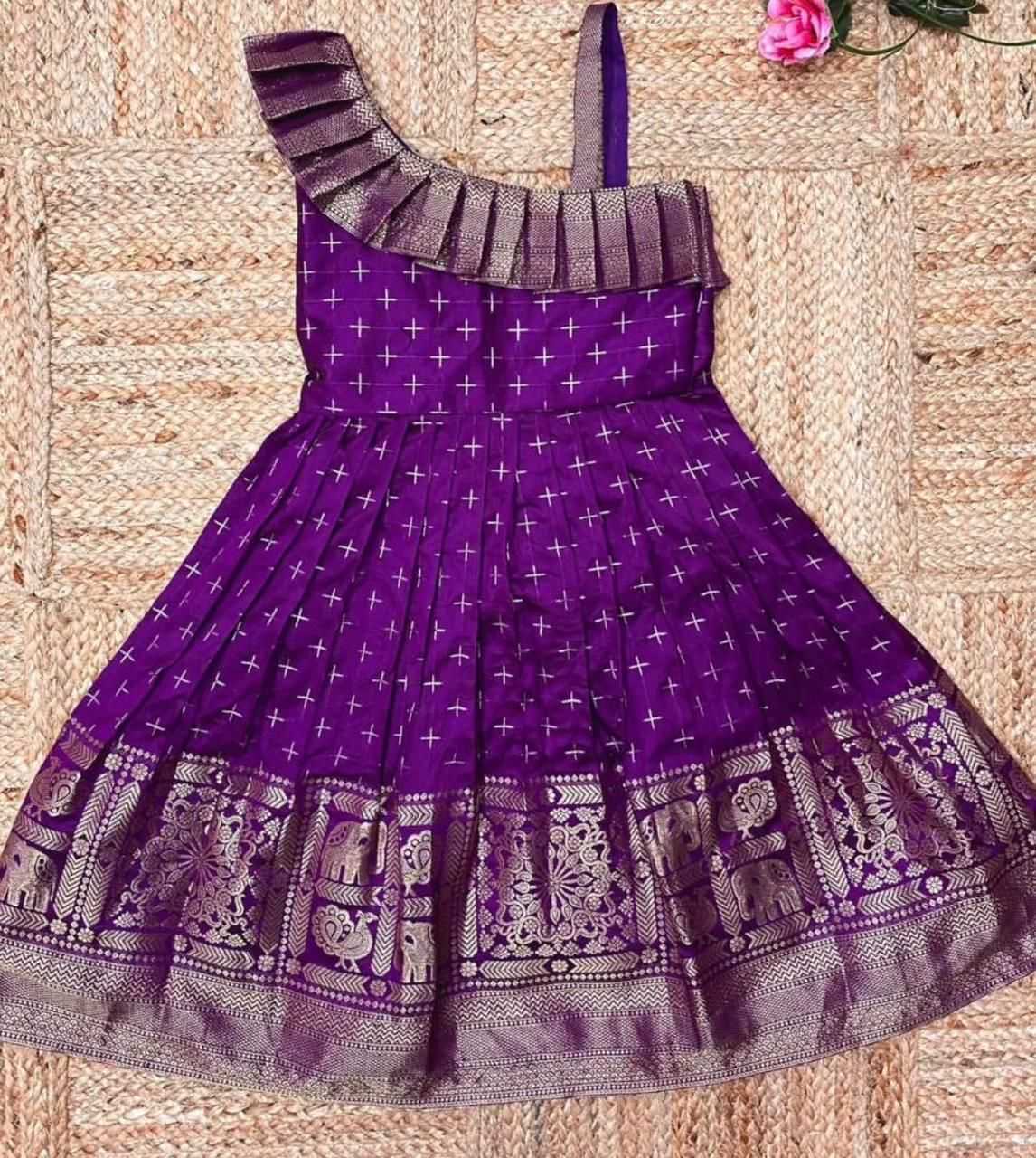 Ynf Jacquard KESH493 Paithani Kids Wear Wholesale Kids Gown Kids Ethnic Gowns Manufacturer