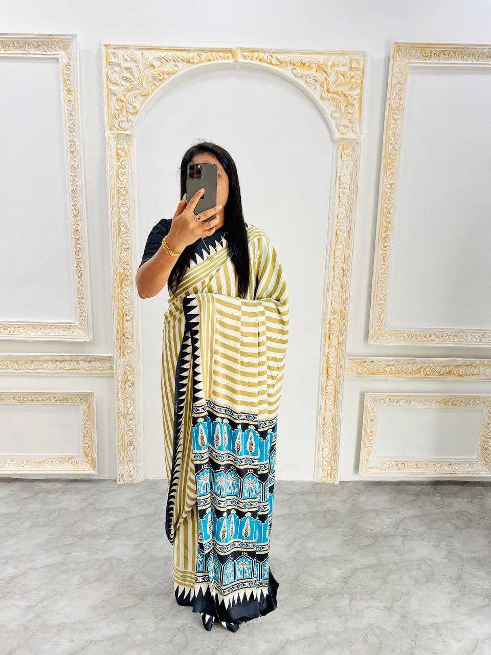 Ynf Japan Sartin RIN207 2245 Sarees Wholesale Fancy Sarees Printed Sarees Cotton Linen Sarees Manufacturer