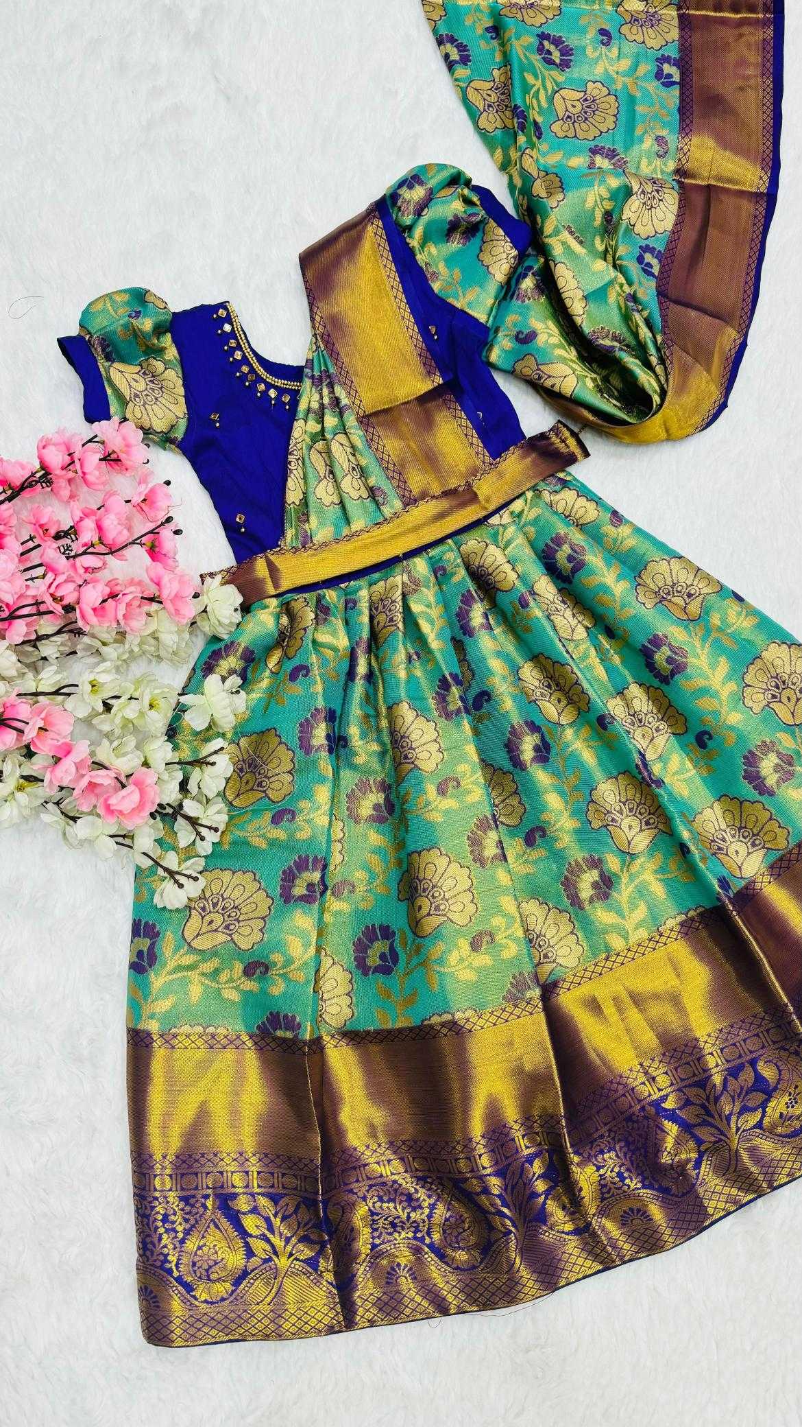 Ynf Kanjivaram Silk KESH493 PRAN-PRATISHTHA Kids Wear Wholesale Kids Gown Kids Ethnic Gowns Manufacturer