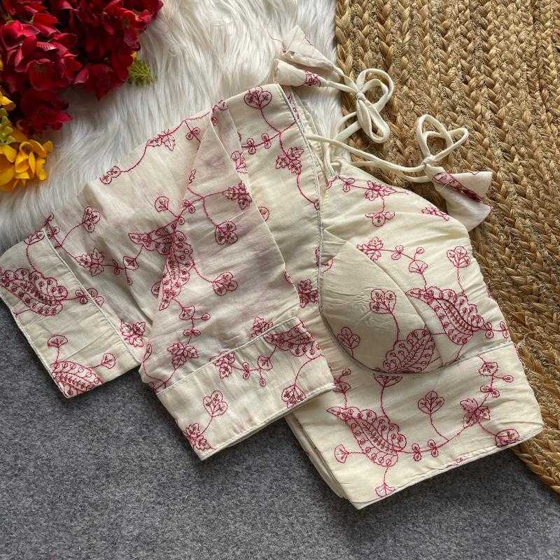 Ynf Khadi Cotton KESH426 KHADI Readymade Blouses Wholesale Blouse Sequence Embroidery Blouse Cotton Blouse Manufacturer