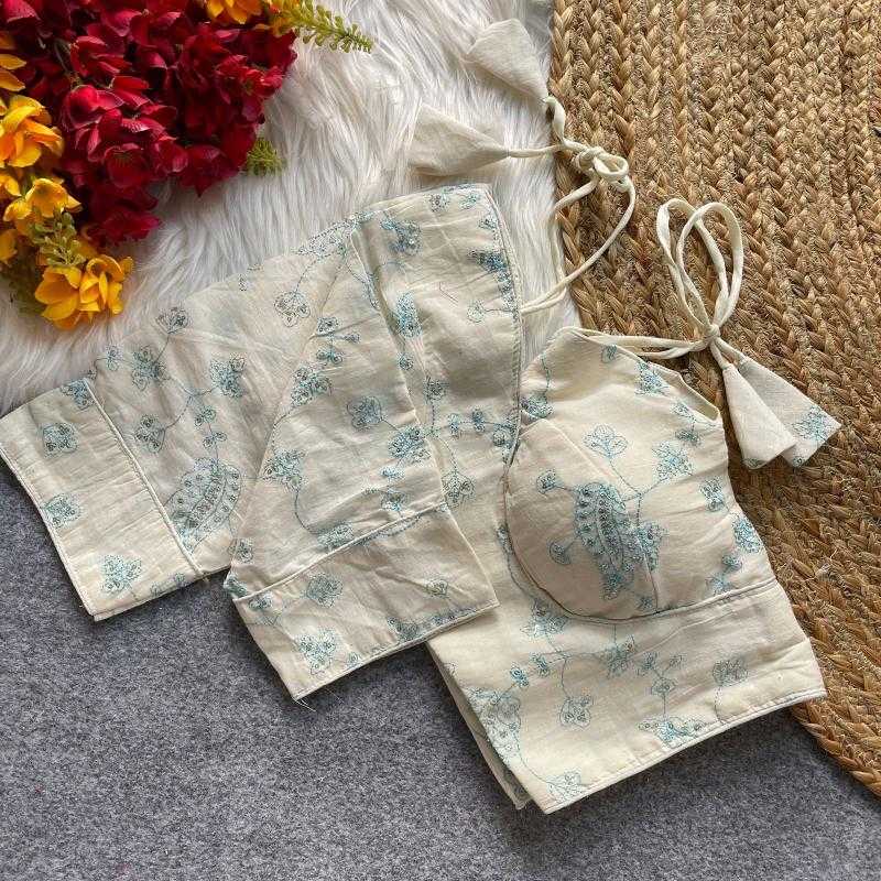 Ynf Khadi Cotton KESH426 KHADI Readymade Blouses Wholesale Blouse Sequence Embroidery Blouse Cotton Blouse Manufacturer