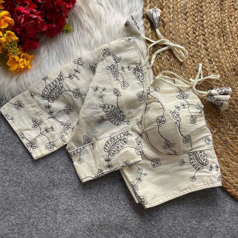 Ynf Khadi Cotton KESH426 KHADI Readymade Blouses Wholesale Blouse Sequence Embroidery Blouse Cotton Blouse Manufacturer